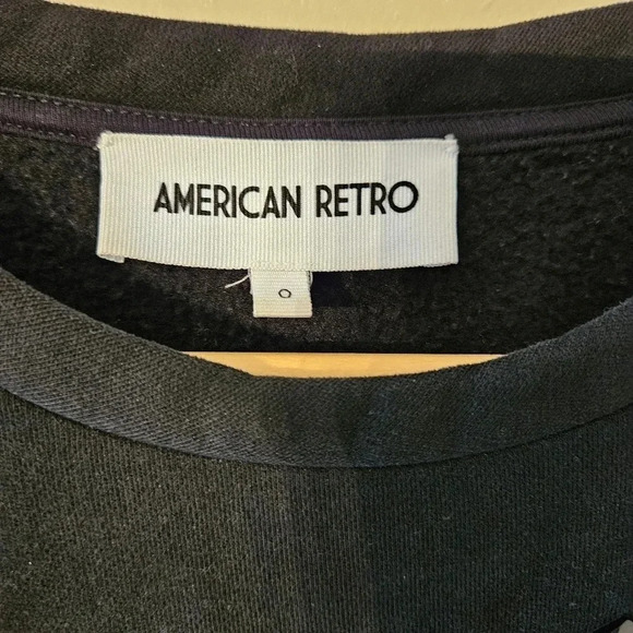 American Retro Kiss  Me Crewneck Oversized Faux Leather Casual Sweater Black. - Picture 11 of 11